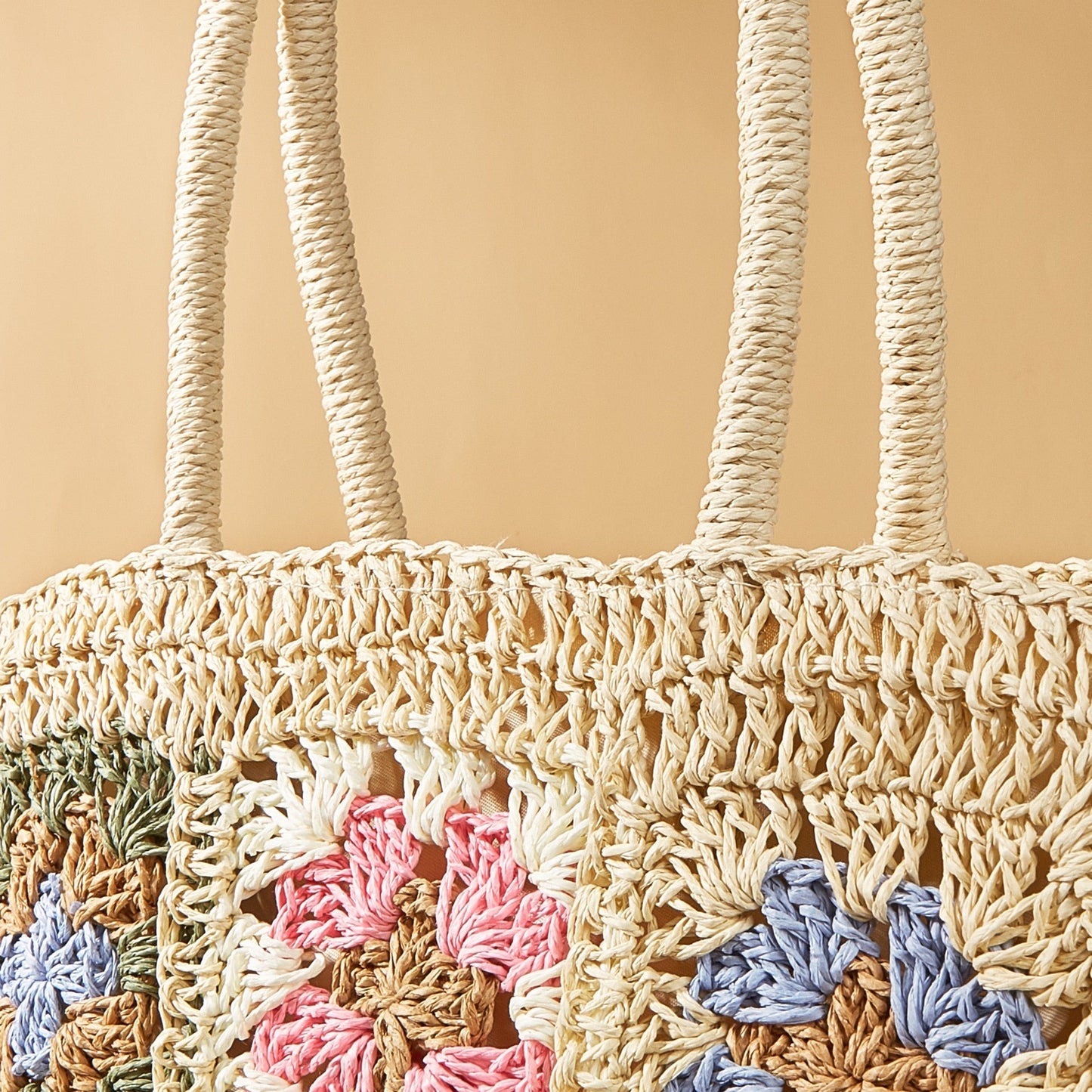 Bohemian Crochet Look Straw Totes
