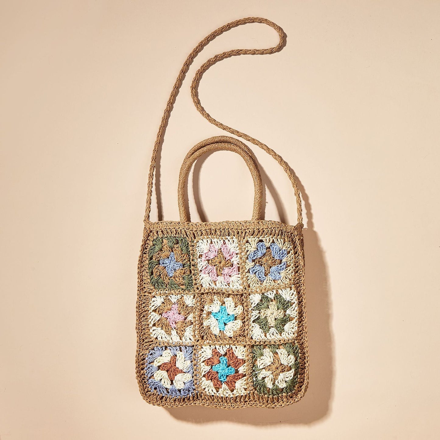 Bohemian Crochet Look Straw Totes