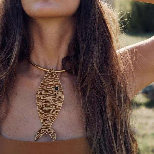 Bohemian Fish Pendant Choker Necklaces - 2 Colors