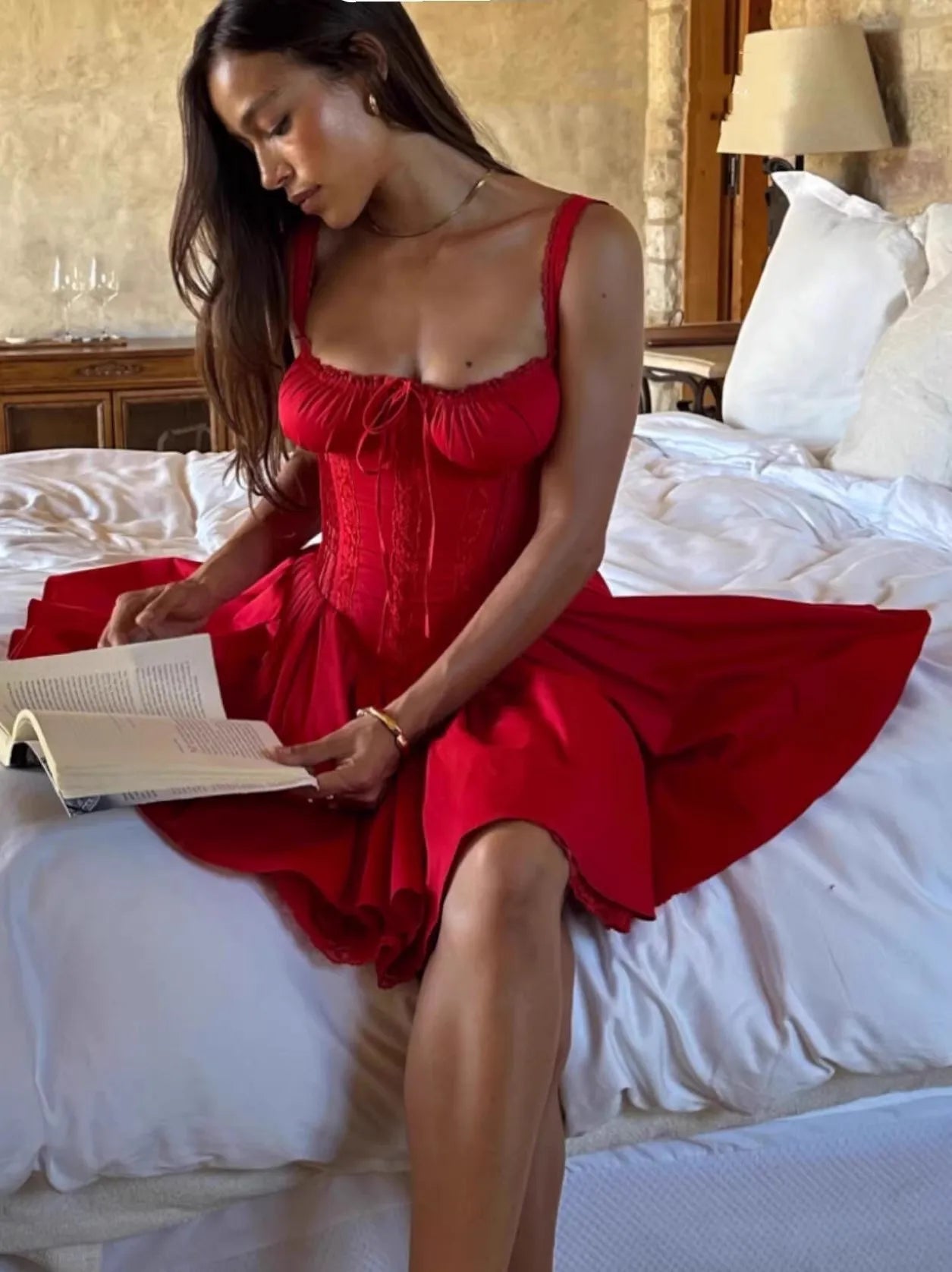 Boho Corset Mini Dress with Straps for Summer Parties and Christmas Events