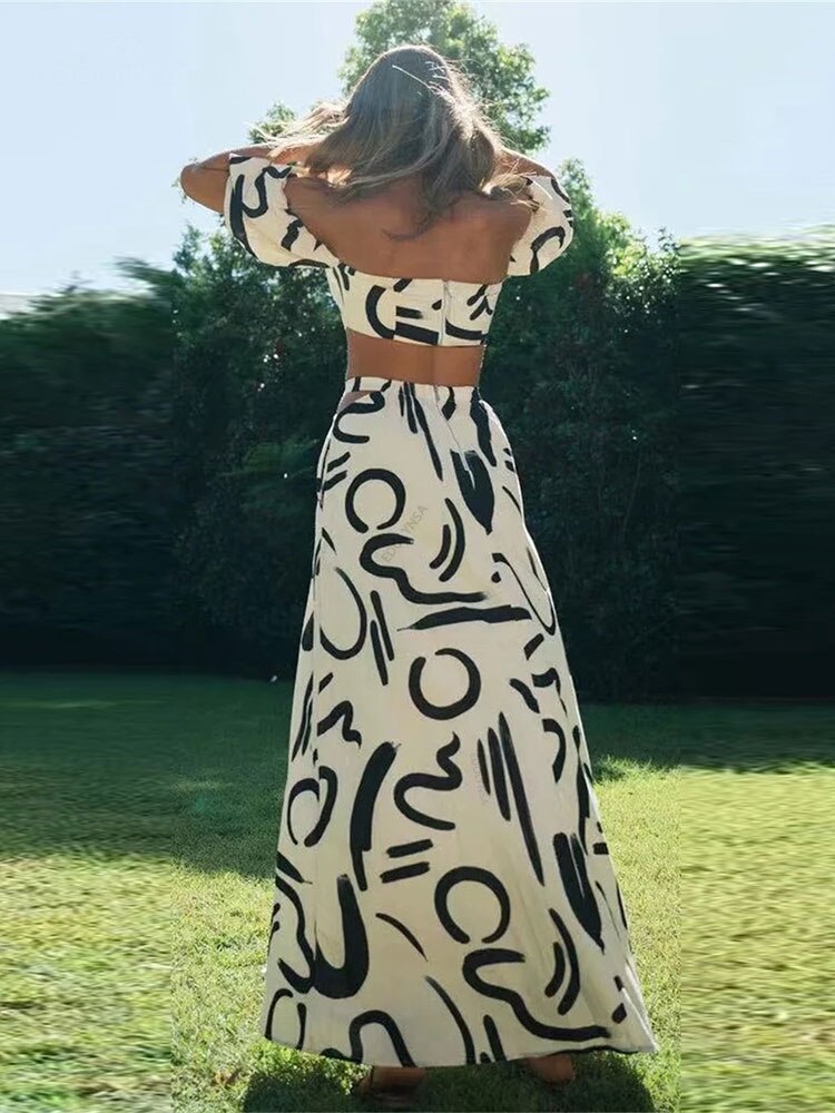 Boho New Graffiti Print Two Piece Sets