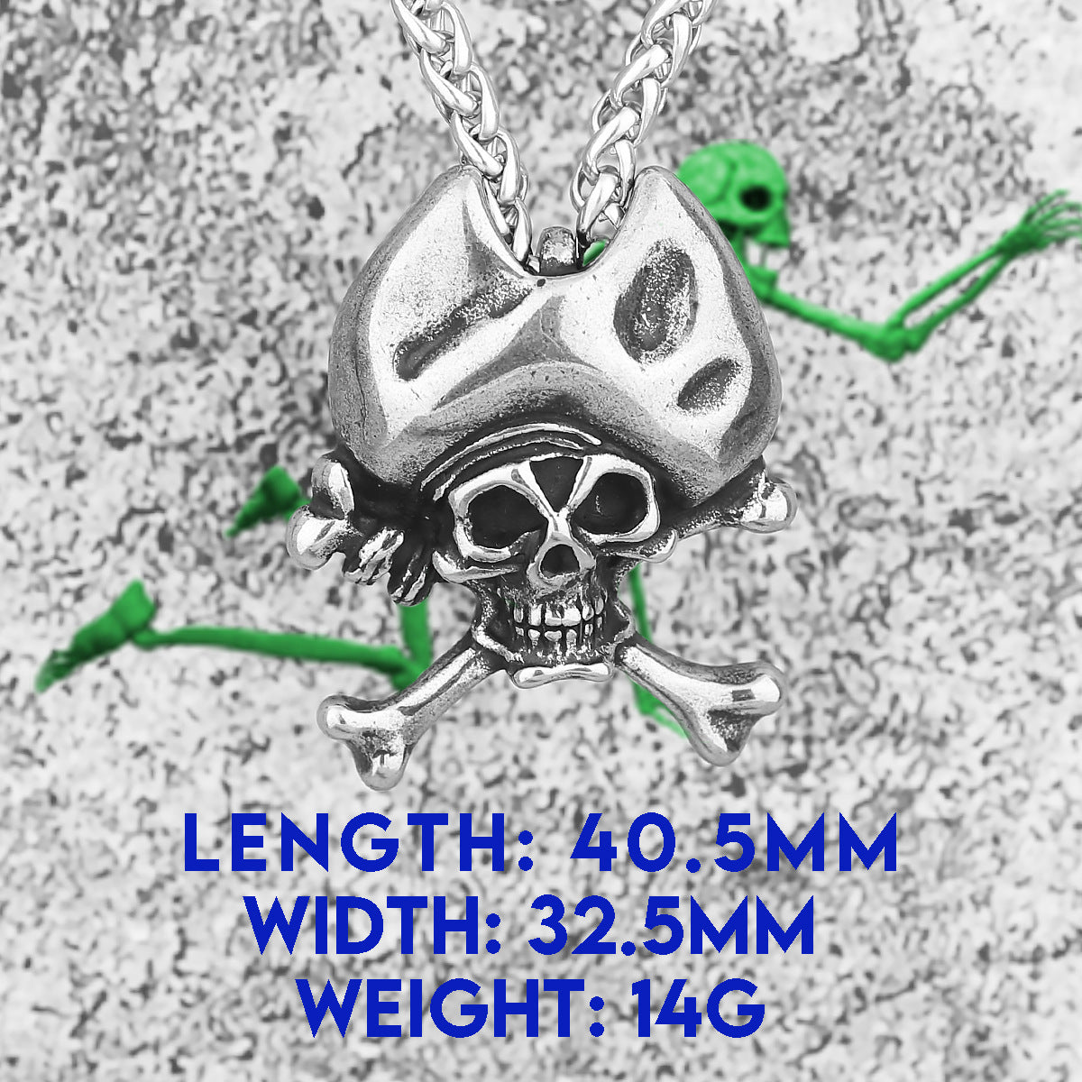 Bone Pirate Skull Necklace