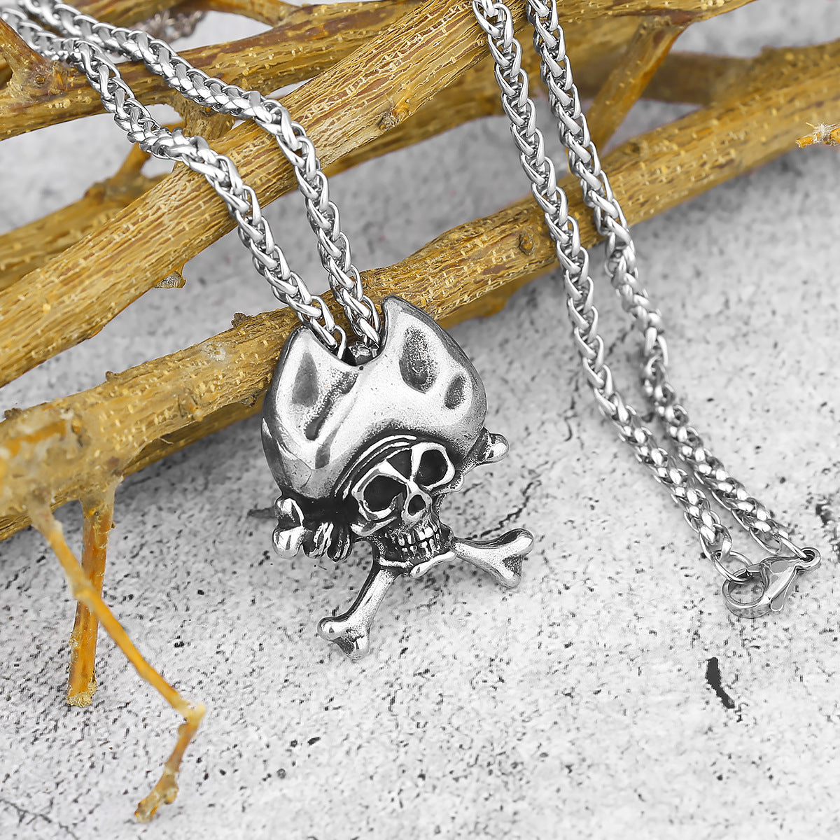 Bone Pirate Skull Necklace