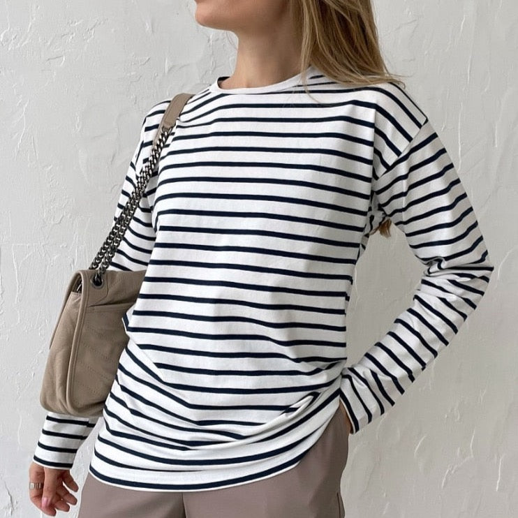 Bonnies Basic Breton Stripe Crew Neck Tees