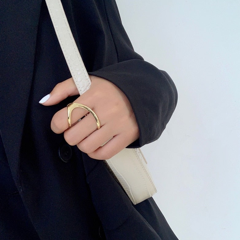 Boomerang Punk Cross Over Rings - Gold or Silver