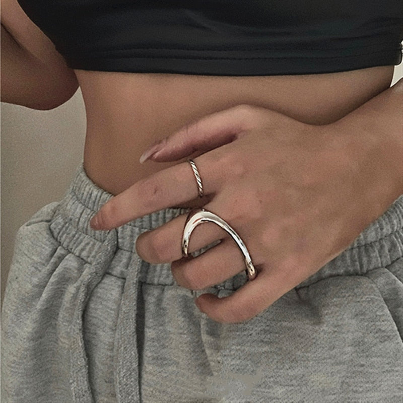 Boomerang Punk Cross Over Rings - Gold or Silver