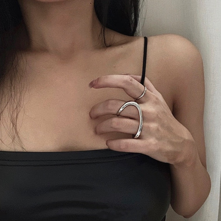 Boomerang Punk Cross Over Rings - Gold or Silver