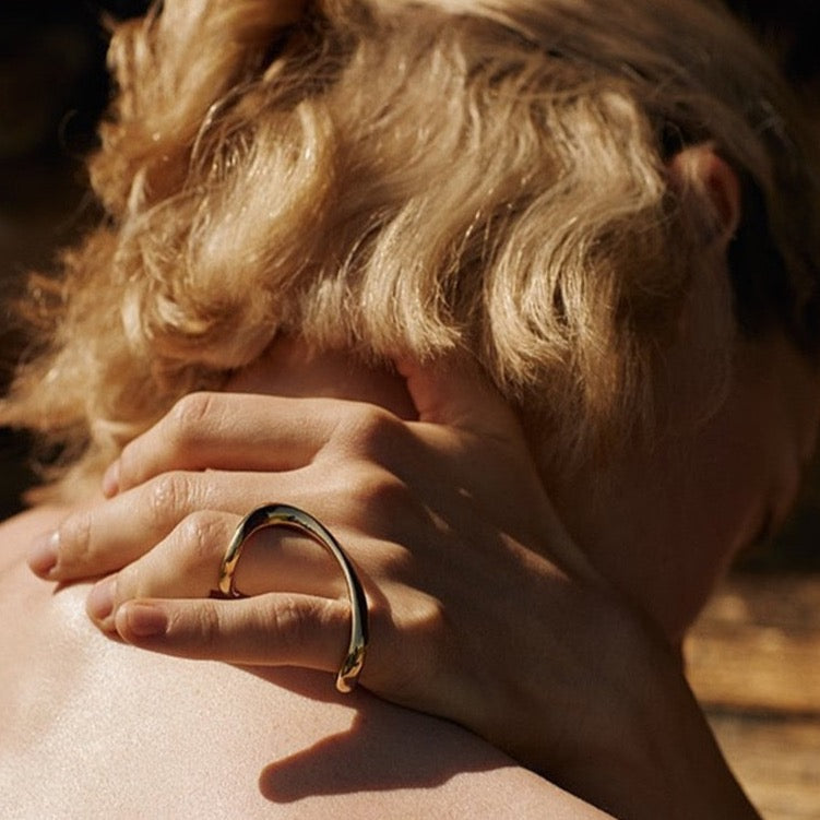 Boomerang Punk Cross Over Rings - Gold or Silver