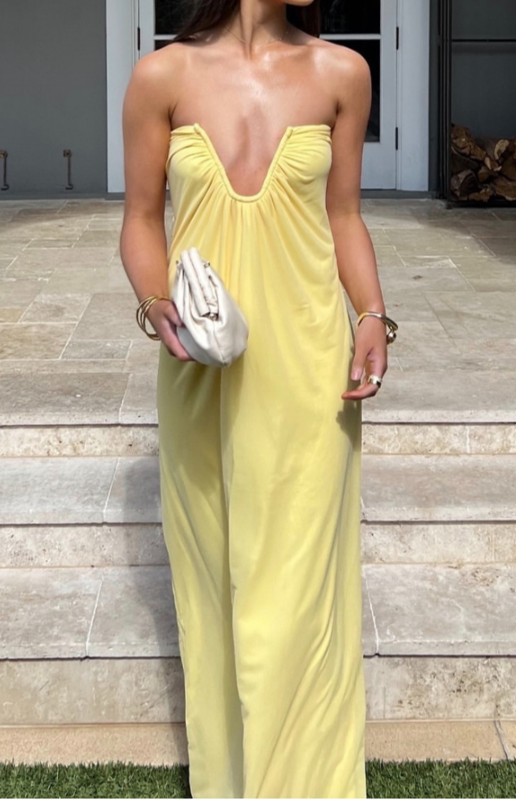 Samantha Yellow Strapless Maxi Dress