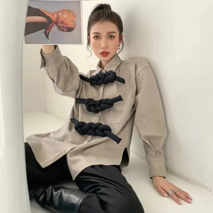 Branka Chunky Braids Applique Shirt Blouse