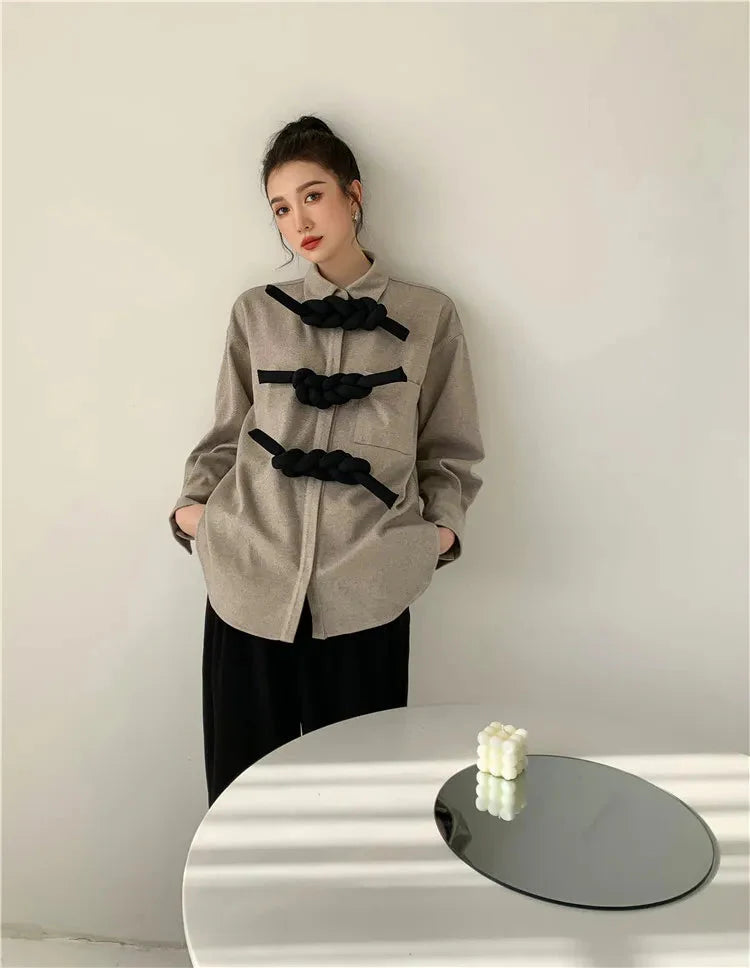 Branka Chunky Braids Applique Shirt Blouse