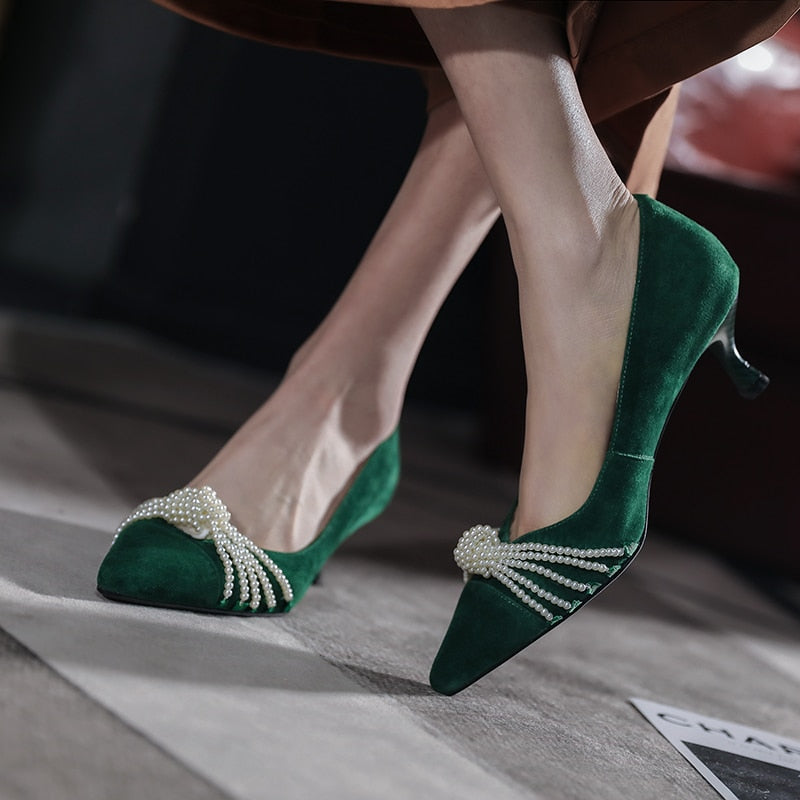 Brooke Pearls & Suede Pumps - 3 Colors