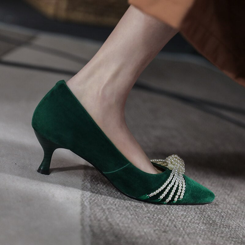 Brooke Pearls & Suede Pumps - 3 Colors