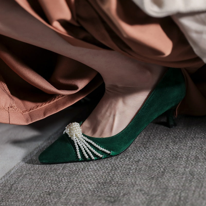 Brooke Pearls & Suede Pumps - 3 Colors