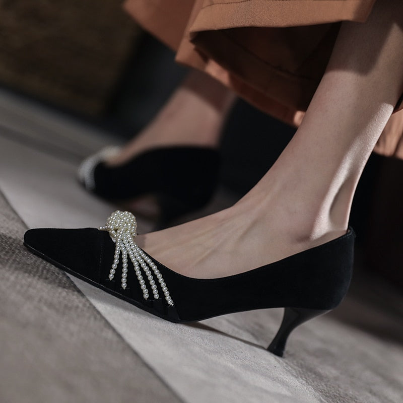 Brooke Pearls & Suede Pumps - 3 Colors