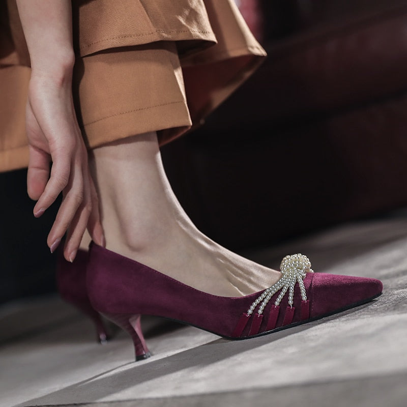 Brooke Pearls & Suede Pumps - 3 Colors