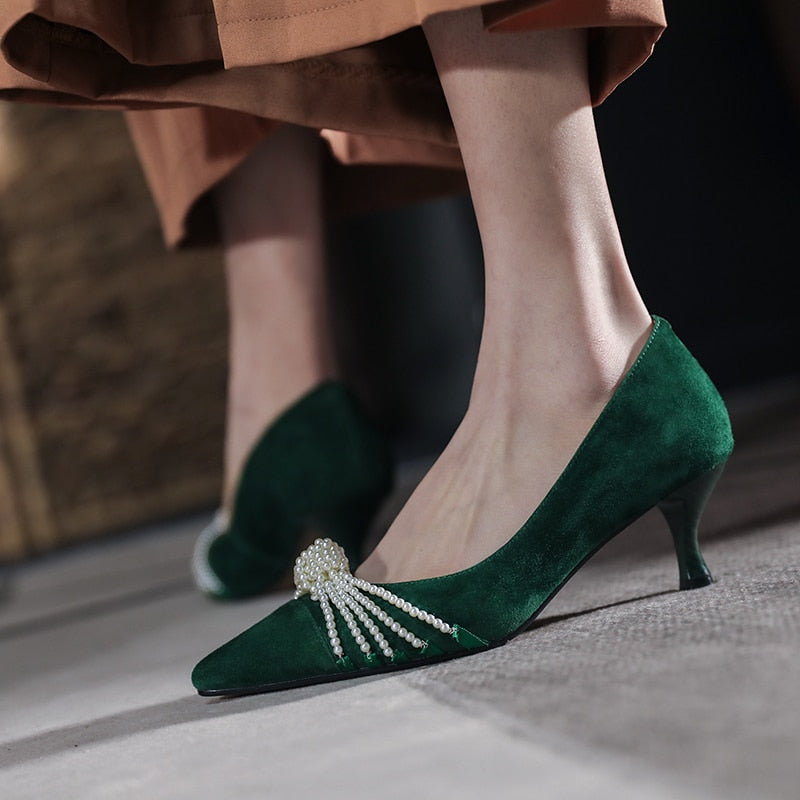 Brooke Pearls & Suede Pumps - 3 Colors