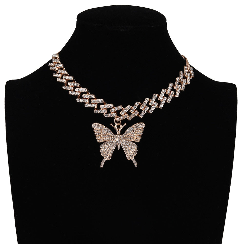 Butterfly Rhinestone Choker Necklace - 4 Colors
