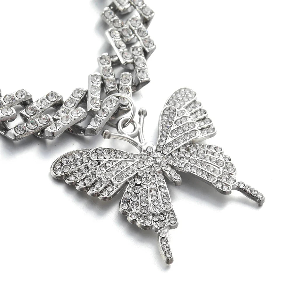 Butterfly Rhinestone Choker Necklace - 4 Colors