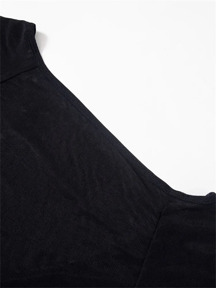 Summer Slim Fit Off Shoulder Black Backless Short Clubwear T-shirts