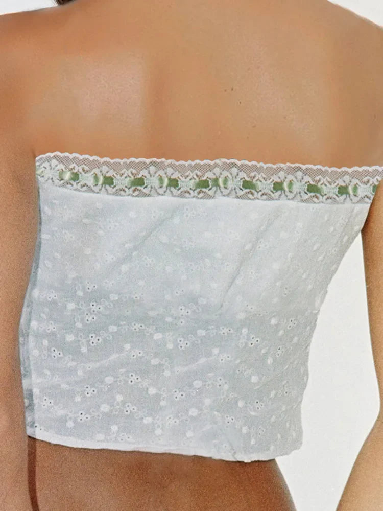 Tube for Strapless Off Shoulder Y2K Fairy Grunge Sleeveless Summer Lace-up Mini Vest Streetwear Crop Top