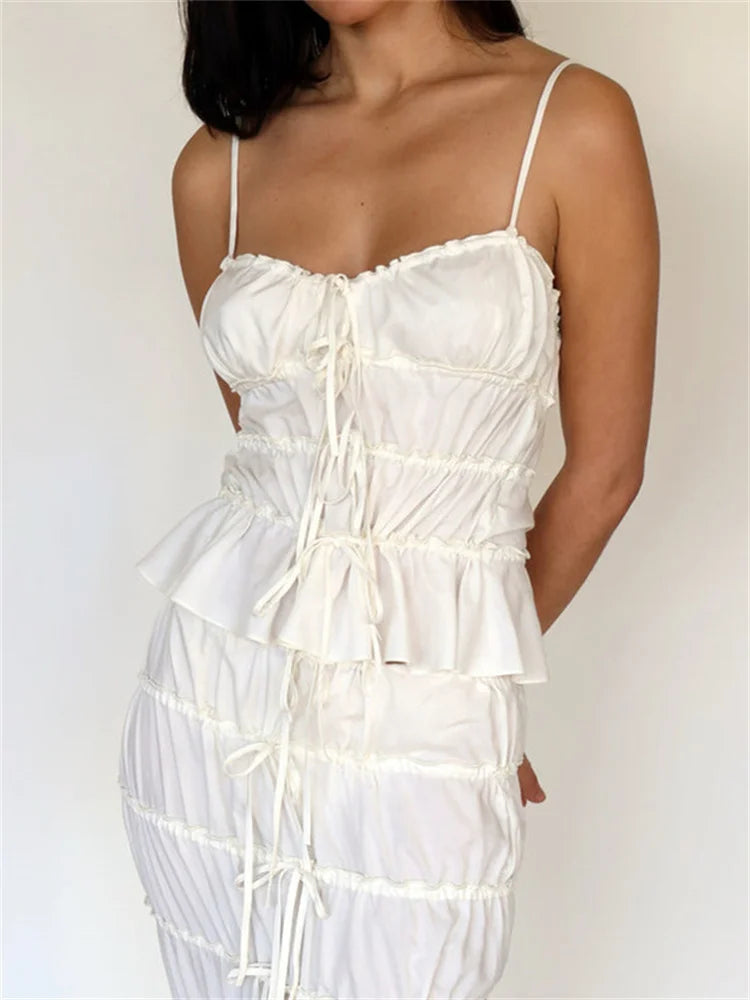 Vintage Lace-up for V-neck Slim Fit Sleeveless Y2K Retro Mini Vest Summer Streetwear Crop Top