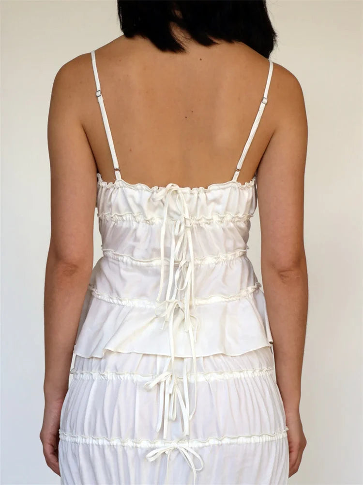 Vintage Lace-up for V-neck Slim Fit Sleeveless Y2K Retro Mini Vest Summer Streetwear Crop Top