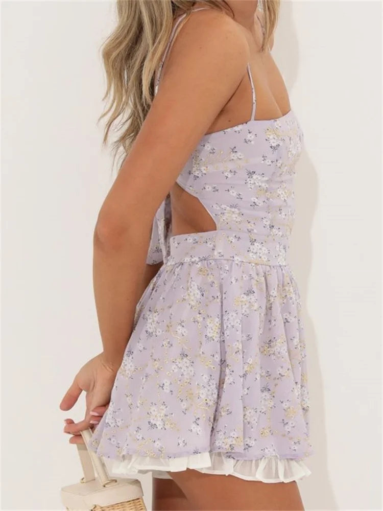 Sleeveless Spaghetti Strap Backless Mini Dresses