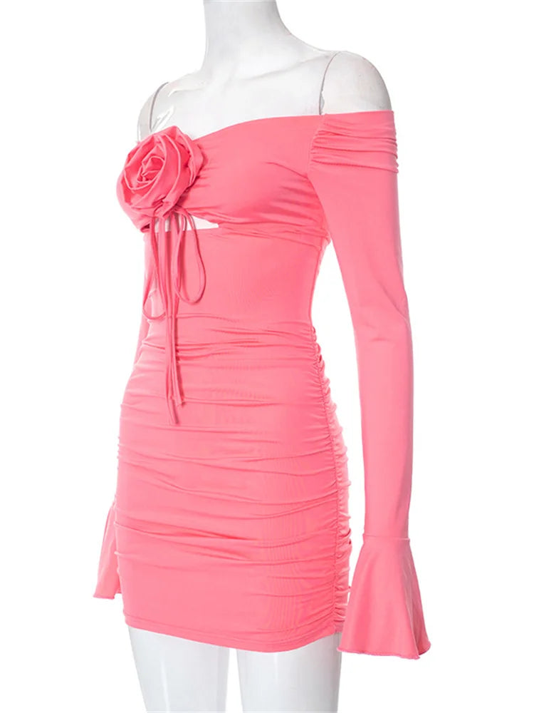 Y2K Floral Lace Spaghetti Strap Mini Dresses