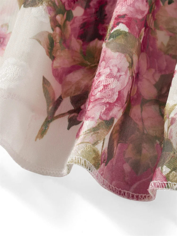 Spaghetti Strap Top Floral Print V-neck Front Split Tie-Up Sleeveless Summer Slim Fit Mini Vest Crop Top