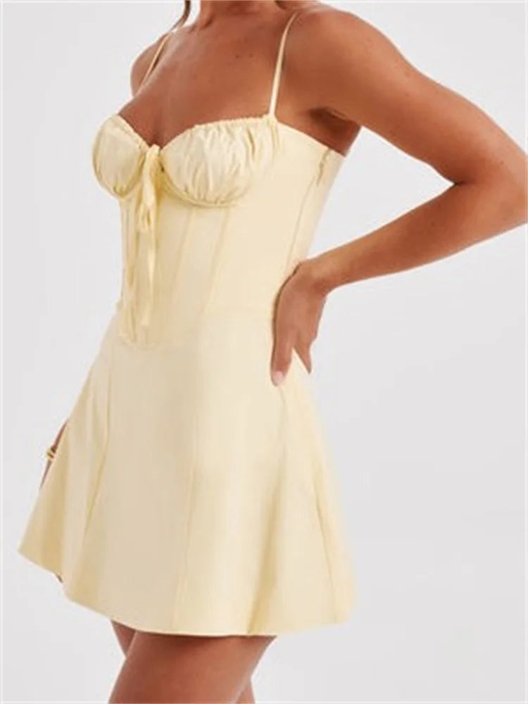 Y2K Corset Bodycon Sequined Tie-Up Mini Dresses