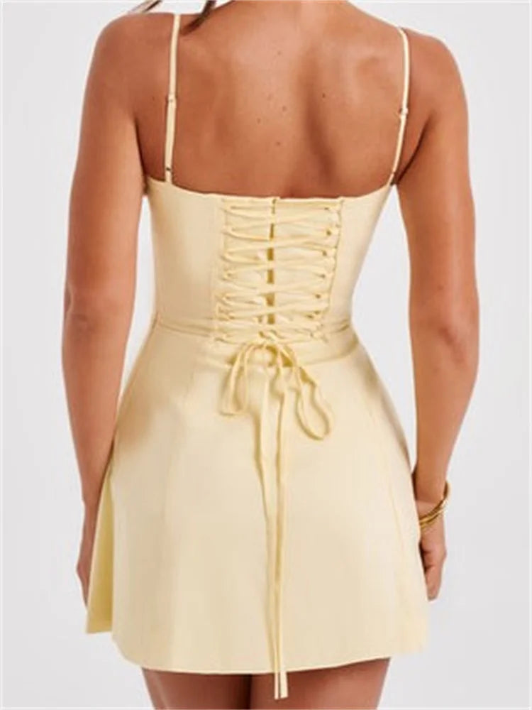 Y2K Corset Bodycon Sequined Tie-Up Mini Dresses