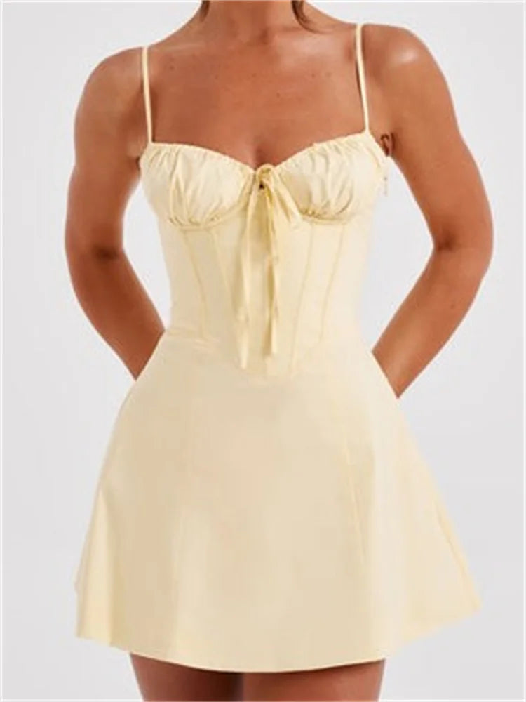 Y2K Corset Bodycon Sequined Tie-Up Mini Dresses