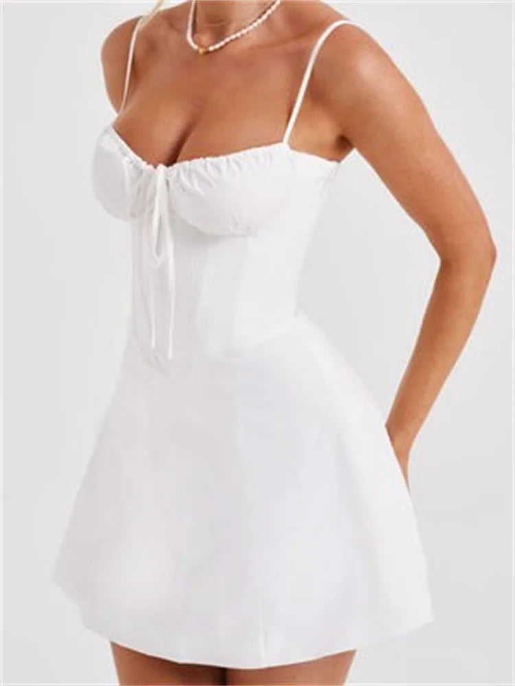 Y2K Corset Bodycon Sequined Tie-Up Mini Dresses