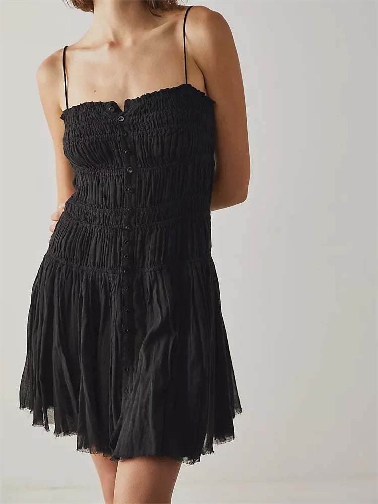 Fairy Ruched Spaghetti Strap Bodycon Mini Dresses