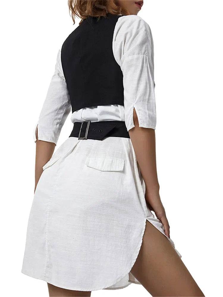 Y2K Bustiers Buttons Up Vest Waistcoat Summer Cropped V-neck Backless Slim Fit Corset Streetwear Crop Top