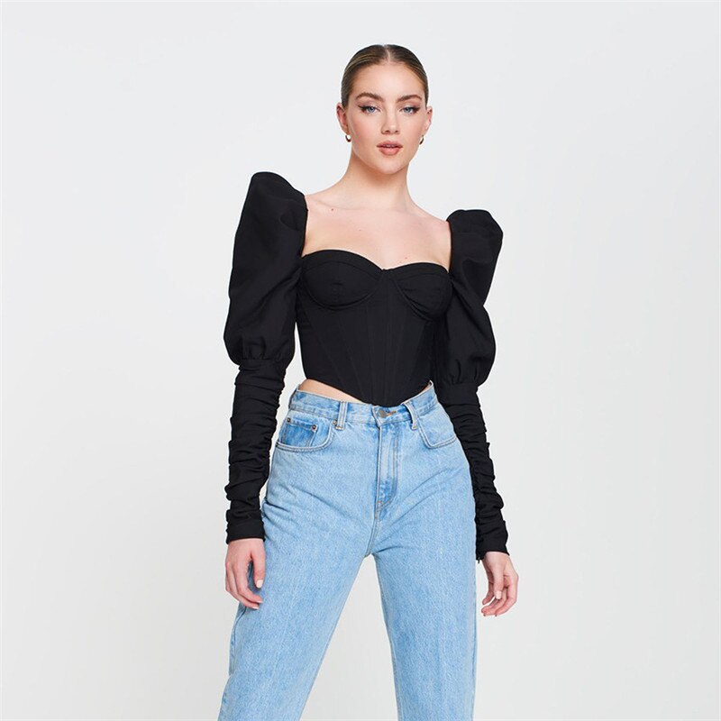 Puff Sleeve Slim Blouse
