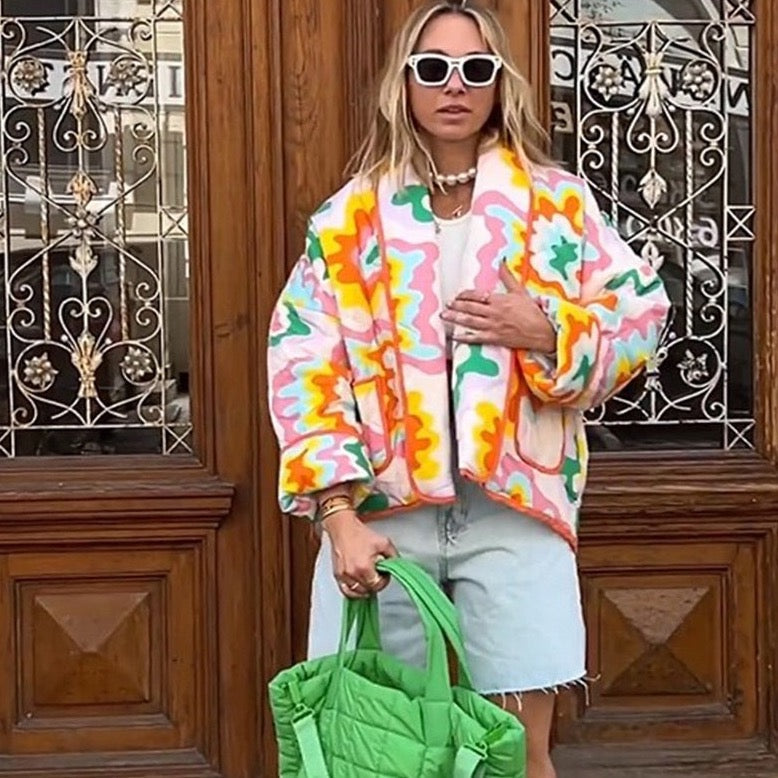 Calypso Printed Quilted Padded Parka Jacket - 2 Patterns