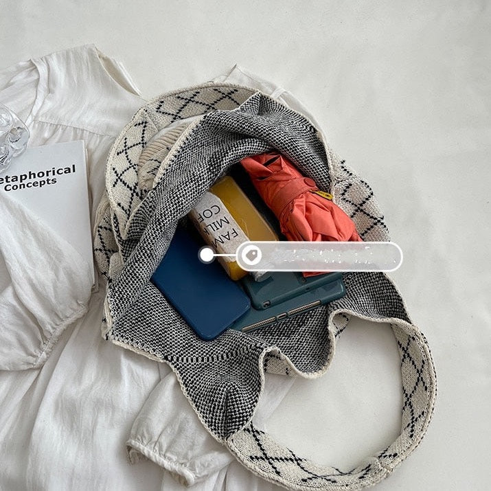 Camellia Flower Print Knit Hobo Bags - 4 Colors