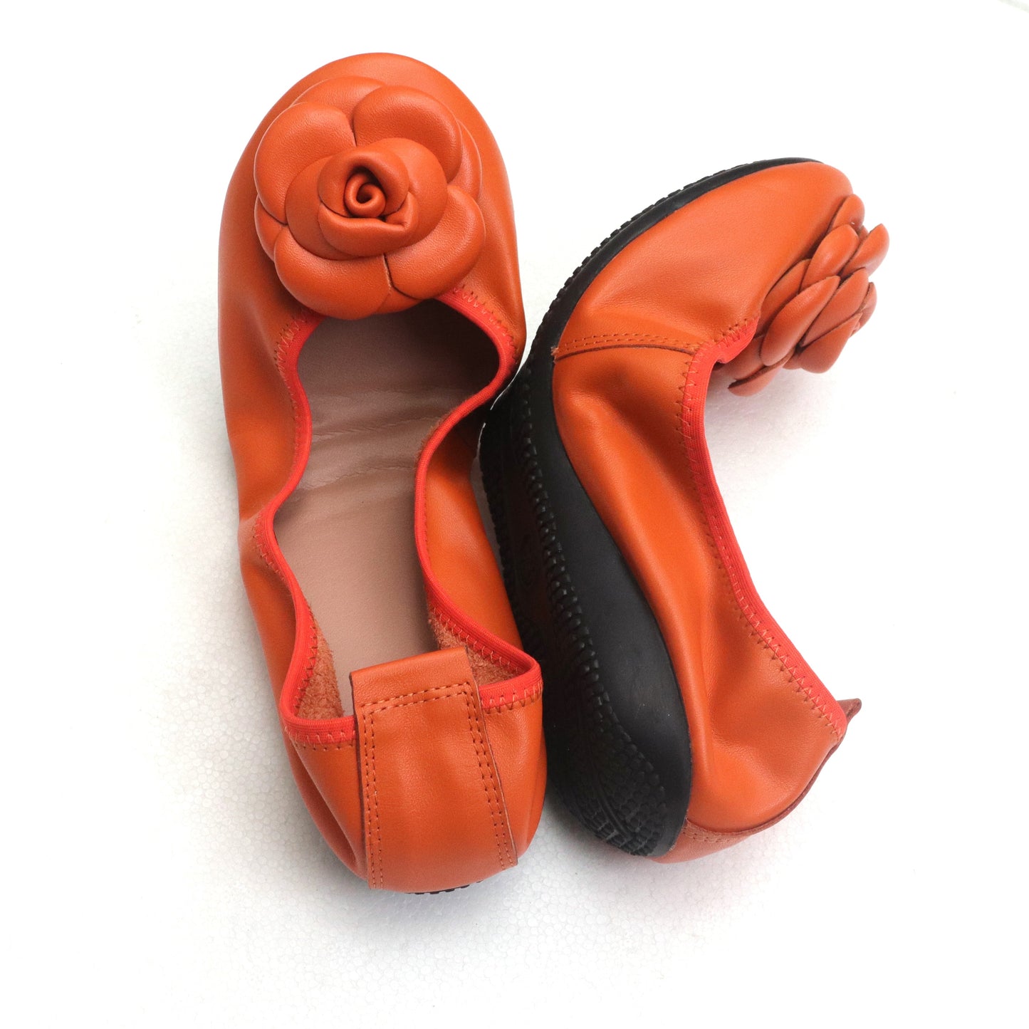 Camellia Genuine Leather Slip On Ballet Flats