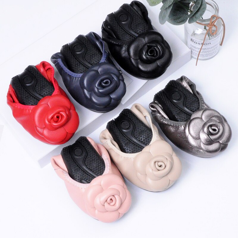 Camellia Genuine Leather Slip On Ballet Flats