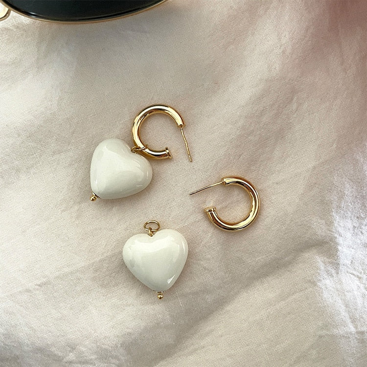 Candy Color Heart and Beads Earrings