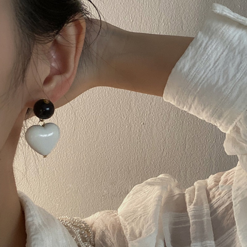 Candy Color Heart and Beads Earrings