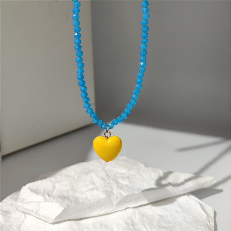 Candy Color Heart and Beads Earrings