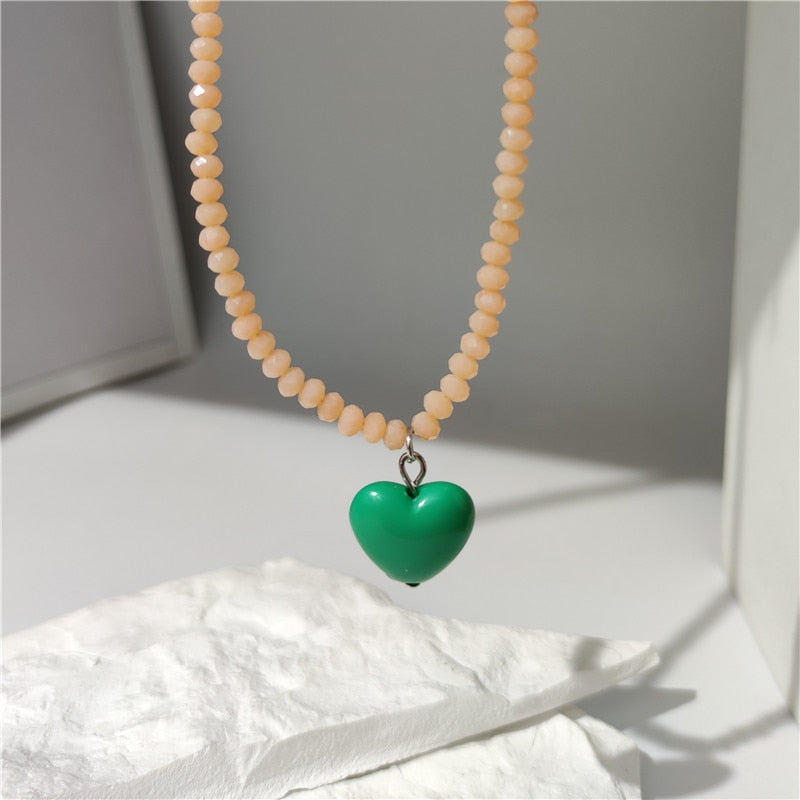 Candy Color Heart and Beads Earrings