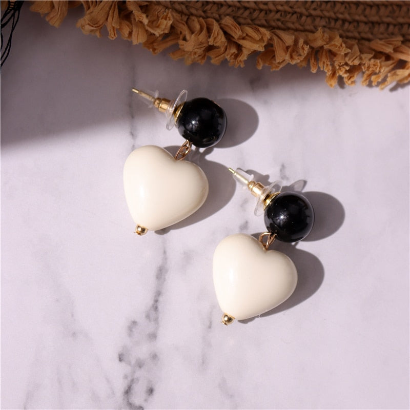 Candy Color Heart and Beads Earrings