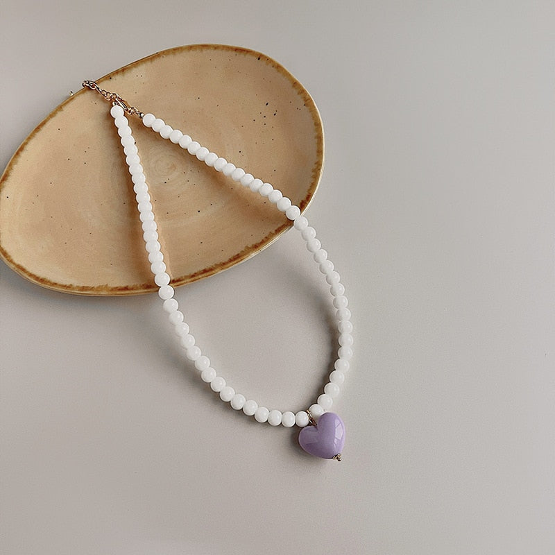 Candy Color Heart and Beads Earrings