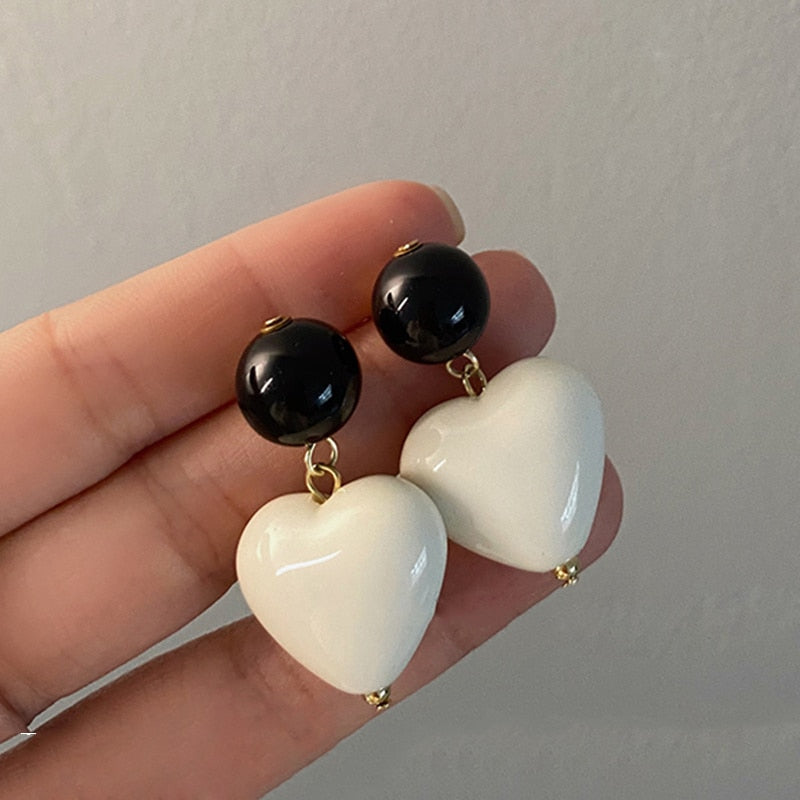 Candy Color Heart and Beads Earrings