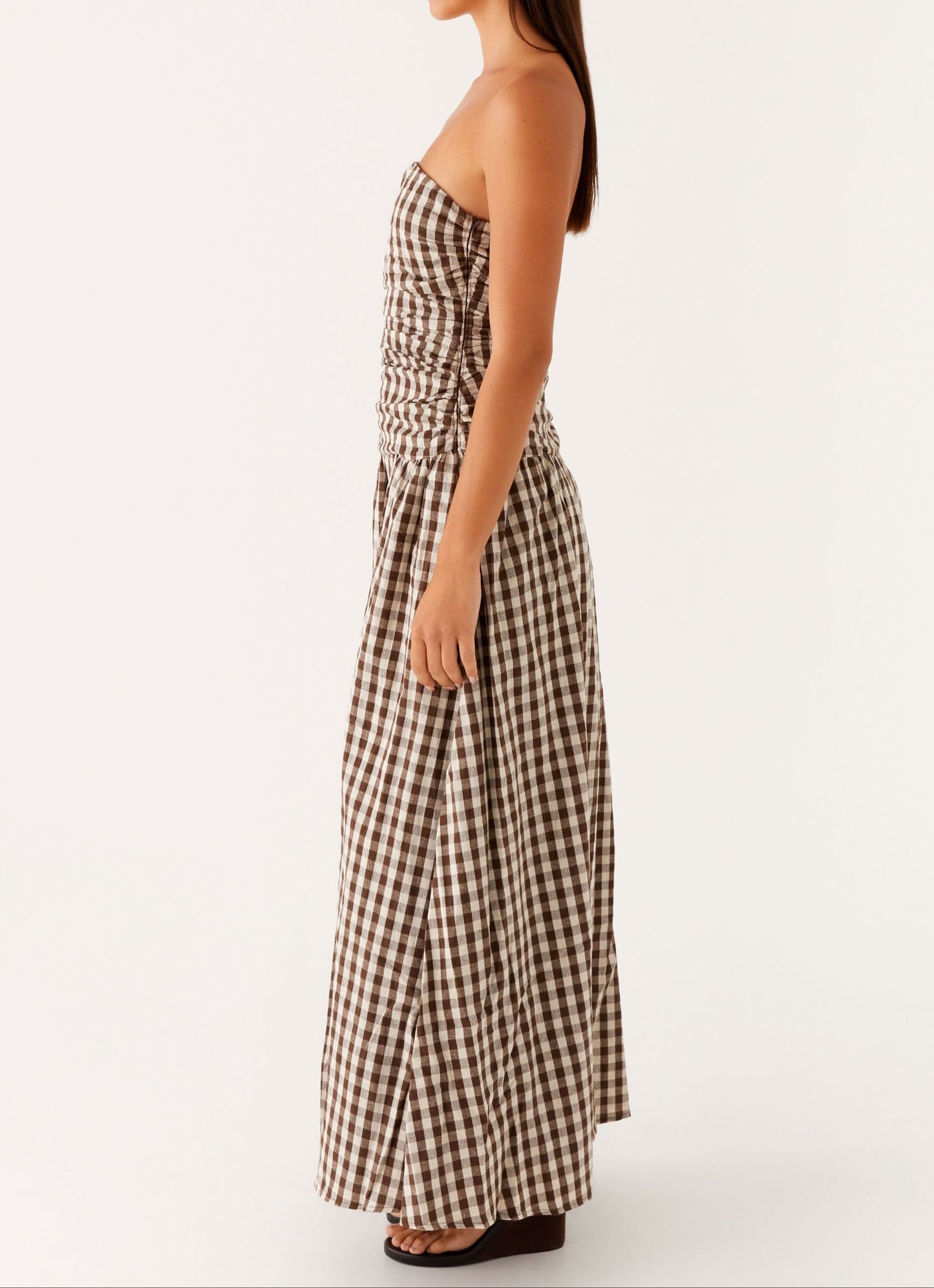 Aryanna Maxi Dress - Brown Gingham