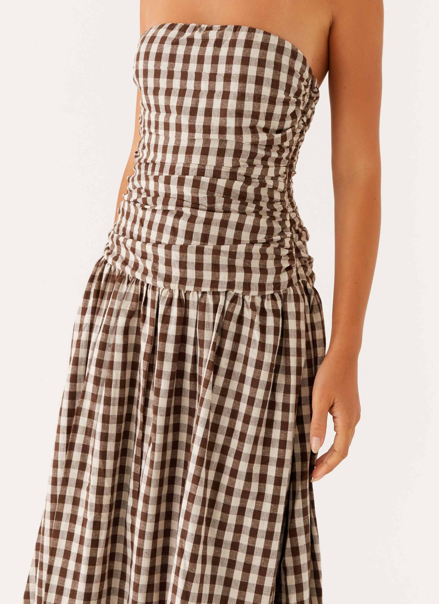 Aryanna Maxi Dress - Brown Gingham